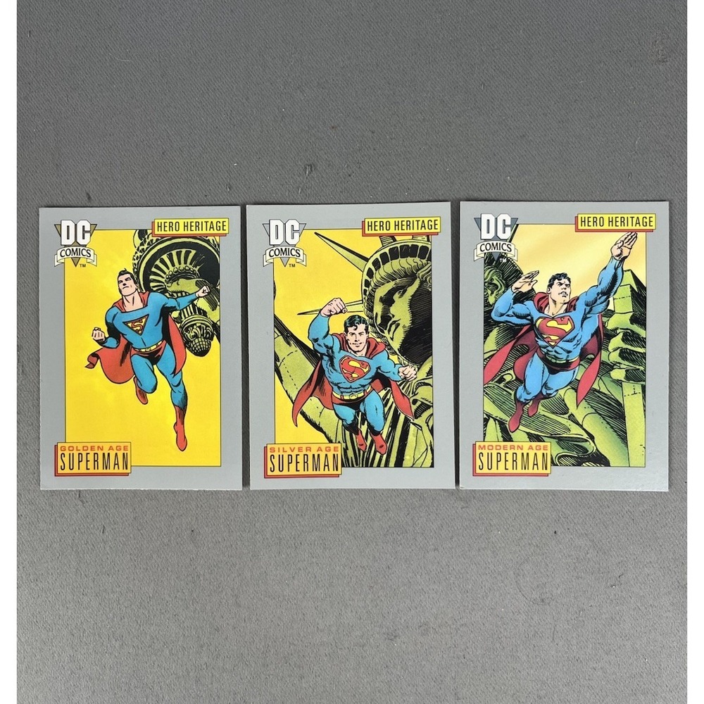 1991 DC Comic Cards SUPERMAN Hero Heritage‎ Set Of 3